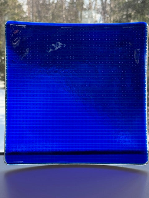 Arctic Grid - 8" Fused Glass Plate