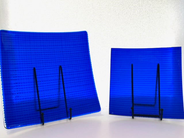 Arctic Grid - 8" Fused Glass Plate
